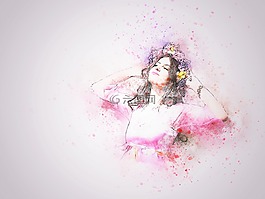 女孩,春,鮮花