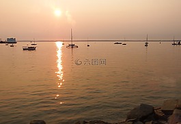 日落,華盛頓州,船