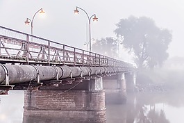 橋,城市,日出