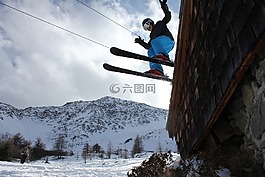 滑雪,跳,雪