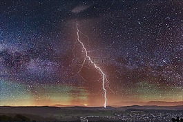 夜,闪电,景观