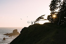 上午,岸,海岸