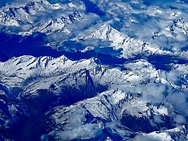 俄羅斯,山,空中的視圖