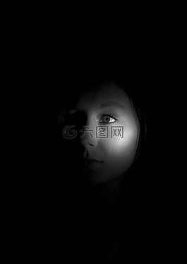 暗,臉,手電筒