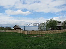 村,天空,樹(shù)木