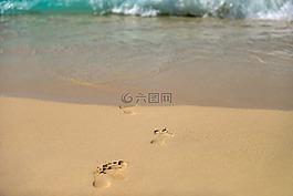 足跡,沙,海灘