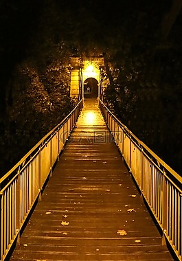 桥,夜,光