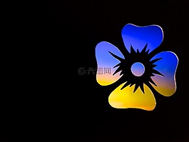 花,輪廓,黃與藍