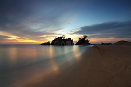 海灘,日出,黃昏