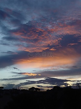 日落,天空,自然