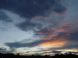 日落,天空,藍色