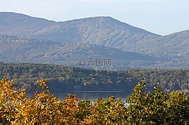 自然,湖,小山