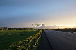 路,日落,太阳