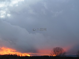 日落,傍晚的天空,余辉