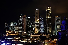 新加坡,夜,市中心