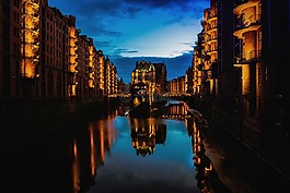 漢堡,城市,藍色小時