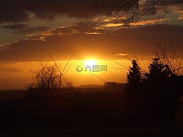 太陽,日落,傍晚的天空