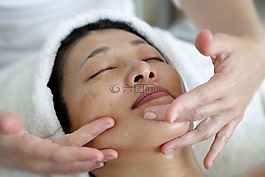 把手按摩,面對,治療