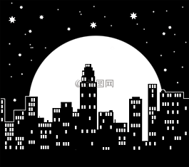城市,夜,月亮