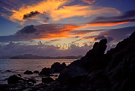 落日,夕陽,大海