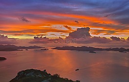 落日,夕陽,大海