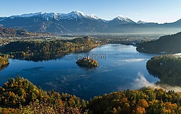 田園風光,湖,景觀