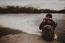 湖,男子,戶外