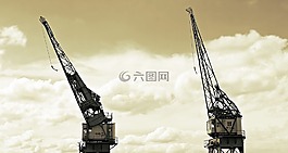 港口起重机,天空,云