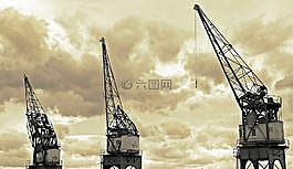 港口起重机,天空,云