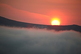火山,日落,晚上