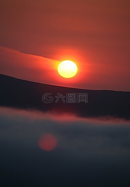 火山,日落,晚上