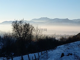景觀,霧,場