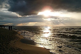 日落,景觀,波羅的海海岸