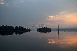 湖,himmel,粉色