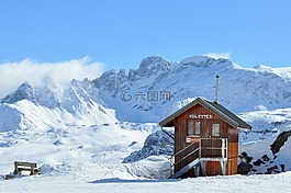 滑雪,廁所,木屋