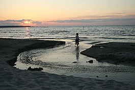 孩子,河,水