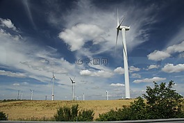 夏季,風電場,草甸