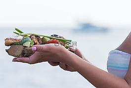 食品,手,海
