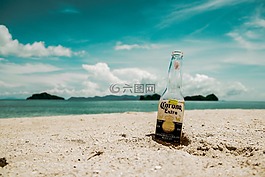 海灘,啤酒,模糊