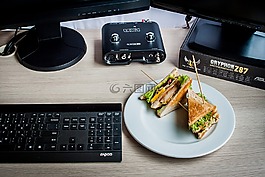 三明治,計算機,鍵盤