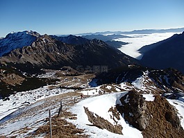 冬天,徒步旅行,陡