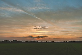日落,農(nóng)村,天空