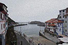 cudillero,端口,绘画