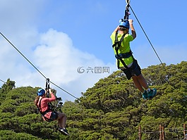 zipline,夏威夷,太陽