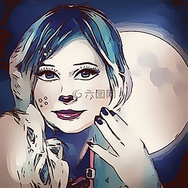女孩,可愛的漂亮,月亮