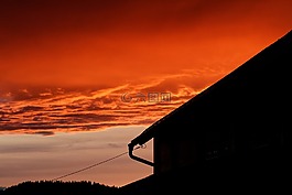 日落,影子,abendstimmung
