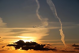 日落,太陽,云