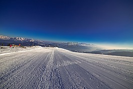 滑雪運行,跑道,冬天