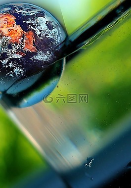 玻璃球,地球,水