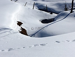 雪把手,影子,下雪了